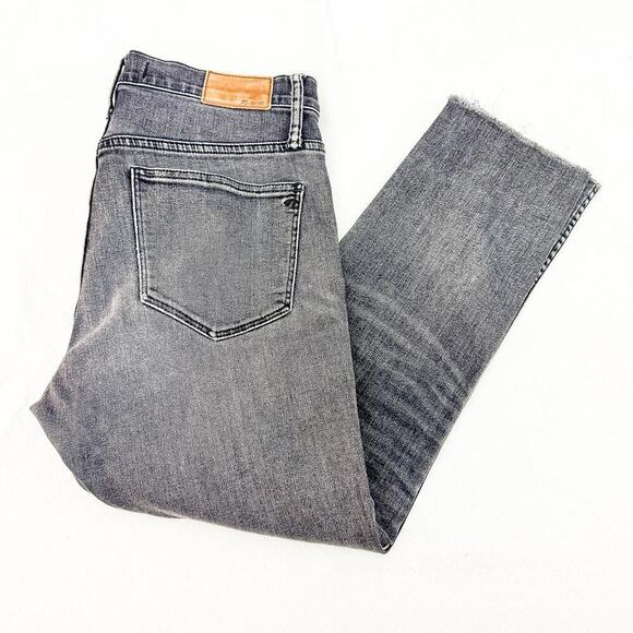 Madewell Slim Straight Charcoal Straight Leg Denim Jeans Raw Hem Size 28 - Picture 9 of 9